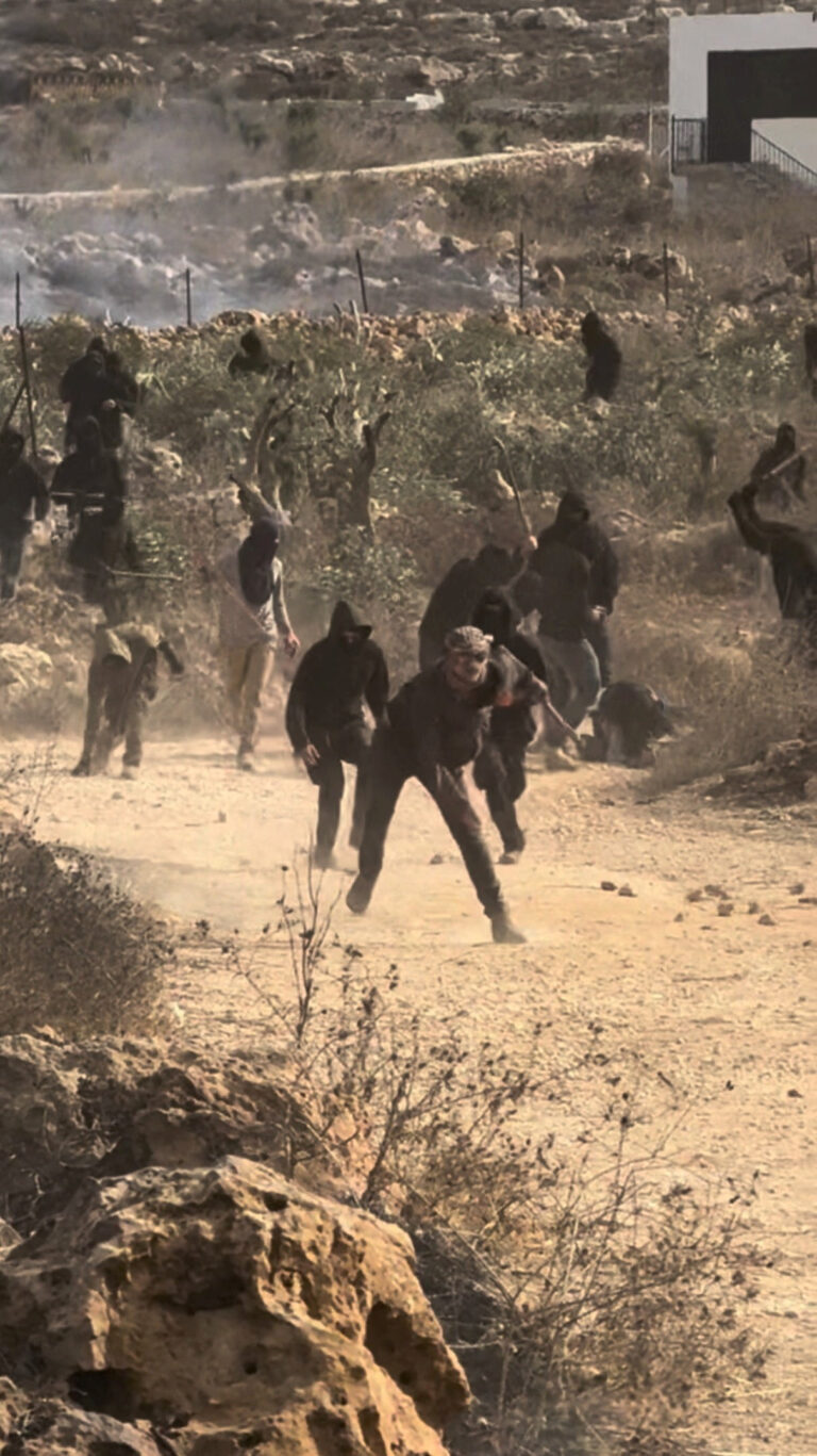 עשרות פורעים רעולי פנים מיידים אבנים על מוסקים, פעילים ועיתונאים (צילום: Andrey X/via REUTERS)