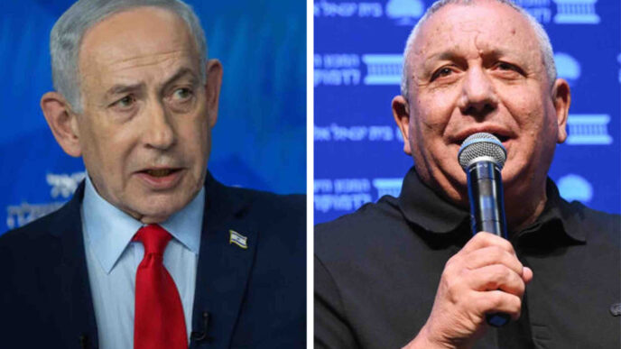 מימין, גדי איזנקוט, משמאל, בנימין נתניהו (צילומים: אבשלום ששוני, נועם רבקין פנטון/ פלאש 90)