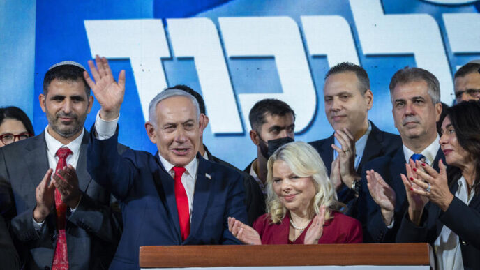 ראש הממשלה בנימין נתניהו בהתכנסות פעילי ליכוד בבנייני האומה בירושלים, לאחר בחירות 2026 (צילום: חיים גולדברג / פלאש90)