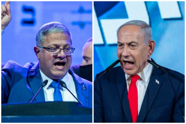 השר לביטחון לאומי איתמר בן גביר (משמאל) וראש הממשלה בנימין נתניהו (צילומים: חיים גולדברג/פלאש90)